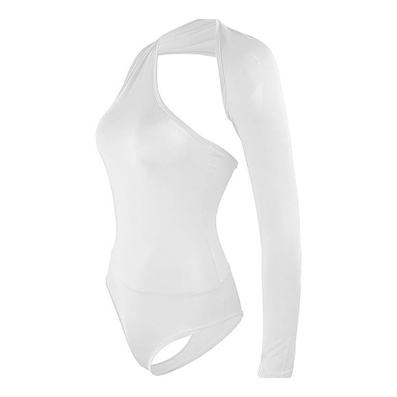 One Sleeve Asymmetric Cotton Bodysuit S *NWOT* - Picture 3 of 5